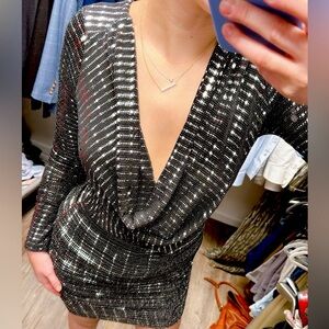 Elegant Black and Silver‎ Sequin HOURS Dress